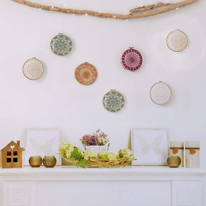 Caydo 20 Pieces 3 Inch Embroidery Hoops Christmas Round Wooden Circle Cross Stitch Hoop Round Ring for Art Craft Handy Sewing