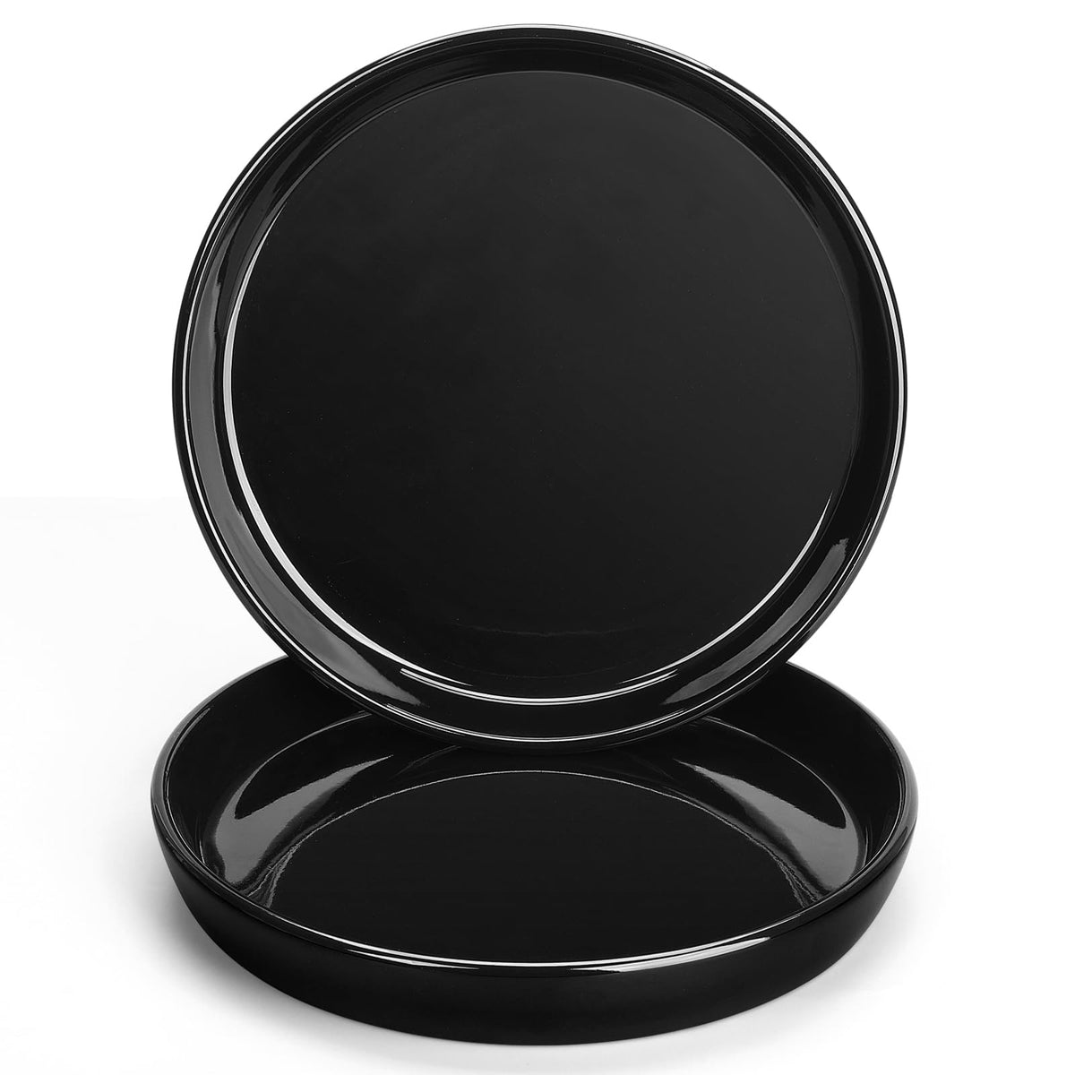 YOPIKUU 2 Pack Ceramic Plant Saucer 4 6 7 8 10 12 14 Inch Plant Tray, Durable Sturdy Flower Pot Drip Trays for Indoor and Outdoor