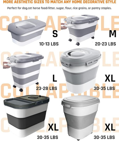 35lbs Dog Food Storage Container, Collapsible Dog Food Container, Airtight Pet