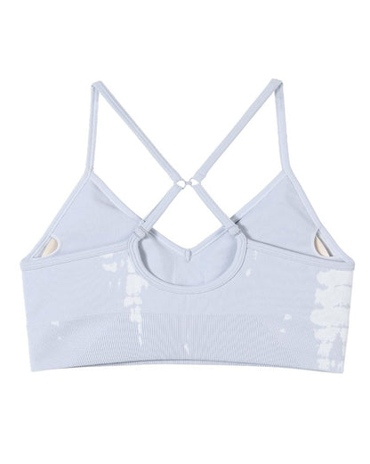 AUROLA Serpent Seamless Sports Bras for Women,Backless Padded Strappy Workout Gym Yoga Crop Tops,Gray Dawn,S