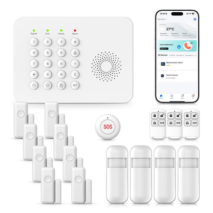 2026 WiFi+GSM/4G Home Security System with Instant Smart Life or Tuya App Real-Time Alert,Door & Window Alarms for Home for Apartment,Kids Safety,Office,NO Monthly Fees,SOS Button,Remote Control