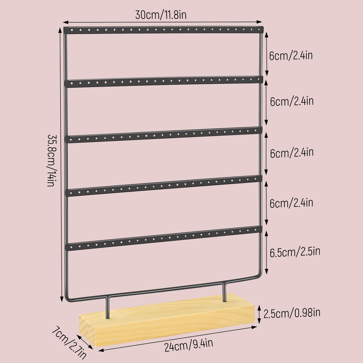 RNTBWD Earring Holder Organizer, Earring Display For Vendors, Earring Holder Organizer For Girls, Women, Earring Organizers and Storage, Jewelry Holder(5 Tiers & 120 holes)