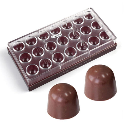Polycarbonate Small Domed Bullet Shape Chocolate Mold, 21 Cavity (12g Each), Classic Candy Shape for Bonbons, Baking & Pastry Tool