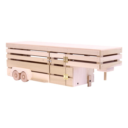 AmishToyBox.com Wooden Toy Pickup Truck & Gooseneck Horse Trailer Set