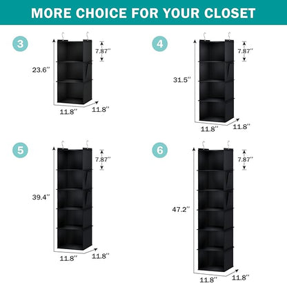YOUDENOVA Hanging Closet Organizer, 4-Shelf Closet Hanging Storage Shelves