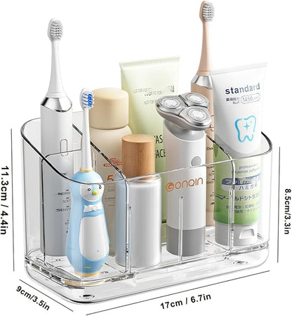 Toothbrush Holder for Bathroom Wall Mounted, 5 Slots Acrylic Toothbrush and
