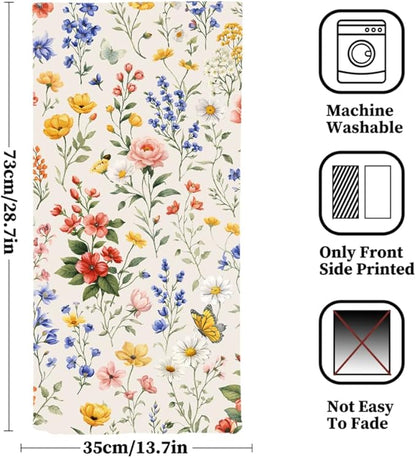 Wildflower Floral Hand Towels, 2 Packs Decorative Meadow Floral Kitchen Towels