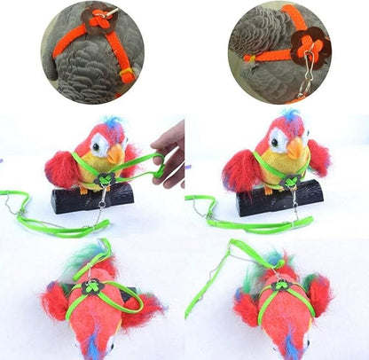 Adjustable Harness Leash for Birds 2Pack Nylon Anti-bite Outdoor Training Walking Control Rope for Parrot African Grey Cockatoo Macaw Ringneck Parakeet Cockatiel Reptile Lizard (Blue+Purple)