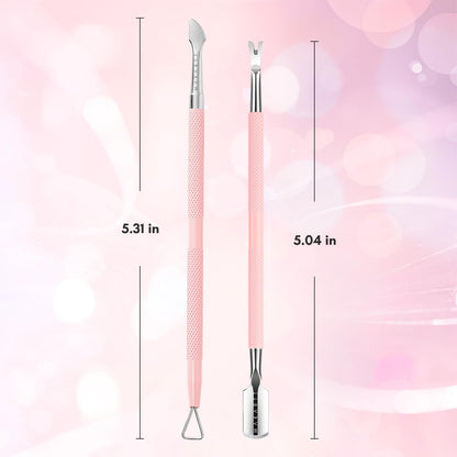 Makartt Cuticle Trimmer with Cuticle Pusher, Silver Nail Trimmer Nail Care Manicure and Pedicure Kit with Stainless Steel Cuticle Nipper and Dual End Nail Pushers for Home Salon Use (Pack of 3 PCS)