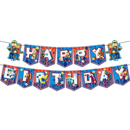Set 58 Pcs Video Game Birthday Party Decorations Kit, Game Themed Birthday Party Supplies for Gamer Fans Cake Cupcake Topper Banner Balloons