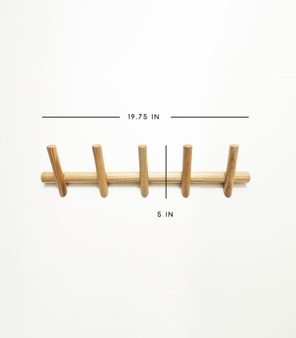 Flynt Ave. Modern 5-Hook Wooden Coat Rack, Decorative Coat Rack wall Mount for Bags, Hats, Purse, Heavy Duty, Sturdy (Ash White)
