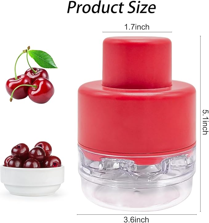 Cherry Pitter - 7-In-1 Cherry Seed Remover Cherry Pitter Tool Push Type Cherry Corer Multiple, Kitchen Cherry Jam (Red)