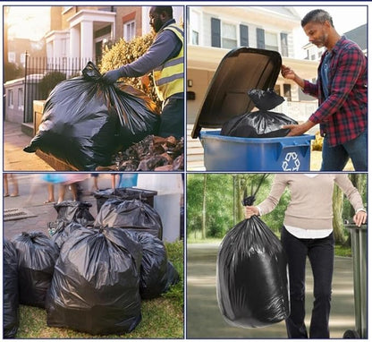 Teivio Large Black Trash Bags 64-65 Gallon 32 Counts Industrial Sturdy Garbage