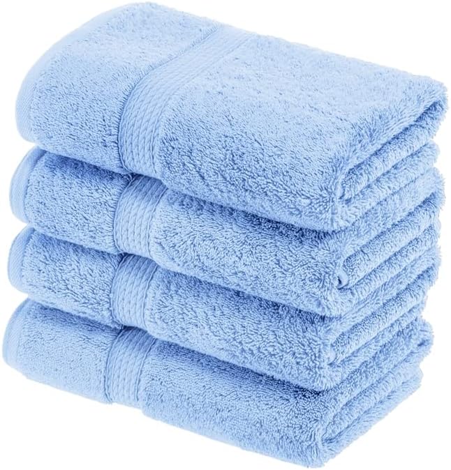 SUPERIOR Egyptian Cotton Pile Hand Towel Set of 4, Ultra Soft Luxury Towels