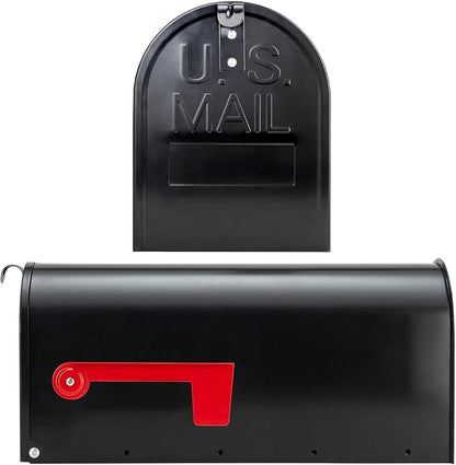 BlissBoard Mailboxes for Outside, Galvanized Steel Medium Black Metal Mailbox, 20 x 8.7 x 6.7 Inches