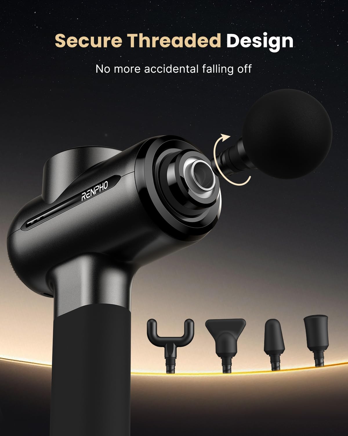 RENPHO Massage Gun Deep Tissue with 12mm Amplitude, Percussion Muscle Massage Gun, Portable Electric Handheld Massager Gun, LED Touch Display Carry Case Power