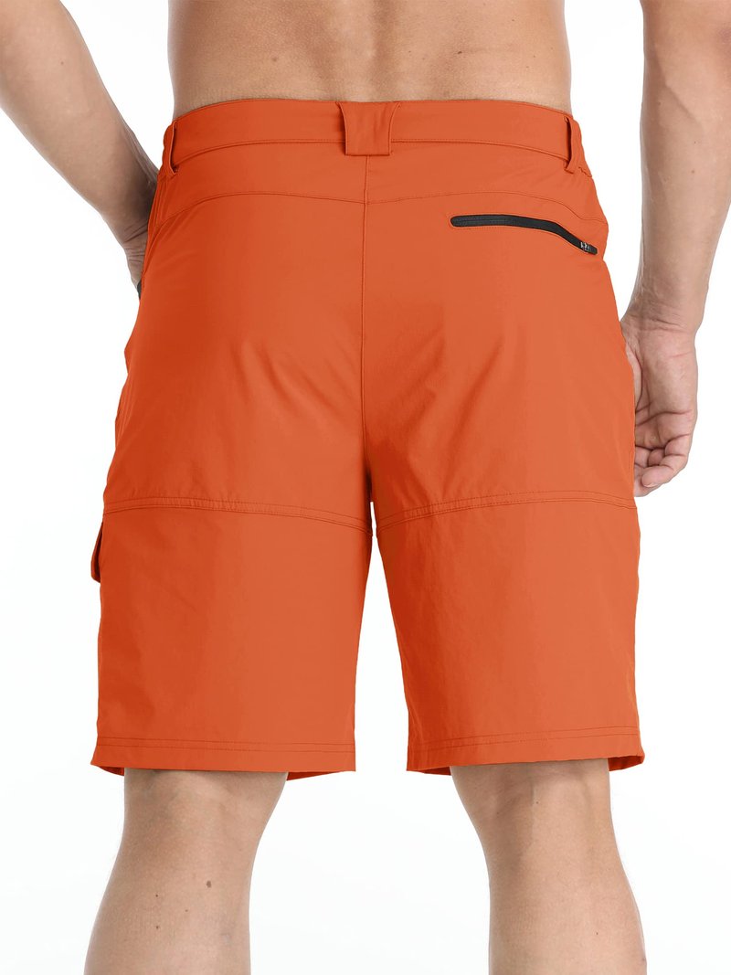 TACVASEN Mens 10" Lightweight Hiking Outdoor Cargo Travel Shorts Quick Dry Casual Breathable Fishing Dress Golf Summer Shorts Orange 38