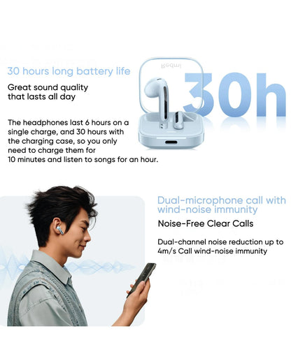 XIAOMI Redmi Buds 6 Active Wireles Earbuds (Global Version), Bluetooth 5.4 in-Ear Headphones, 30H Long Battery Life,Noise Cancellation for Calls, 5 Tuning Modes, IPX4 Waterproof - White