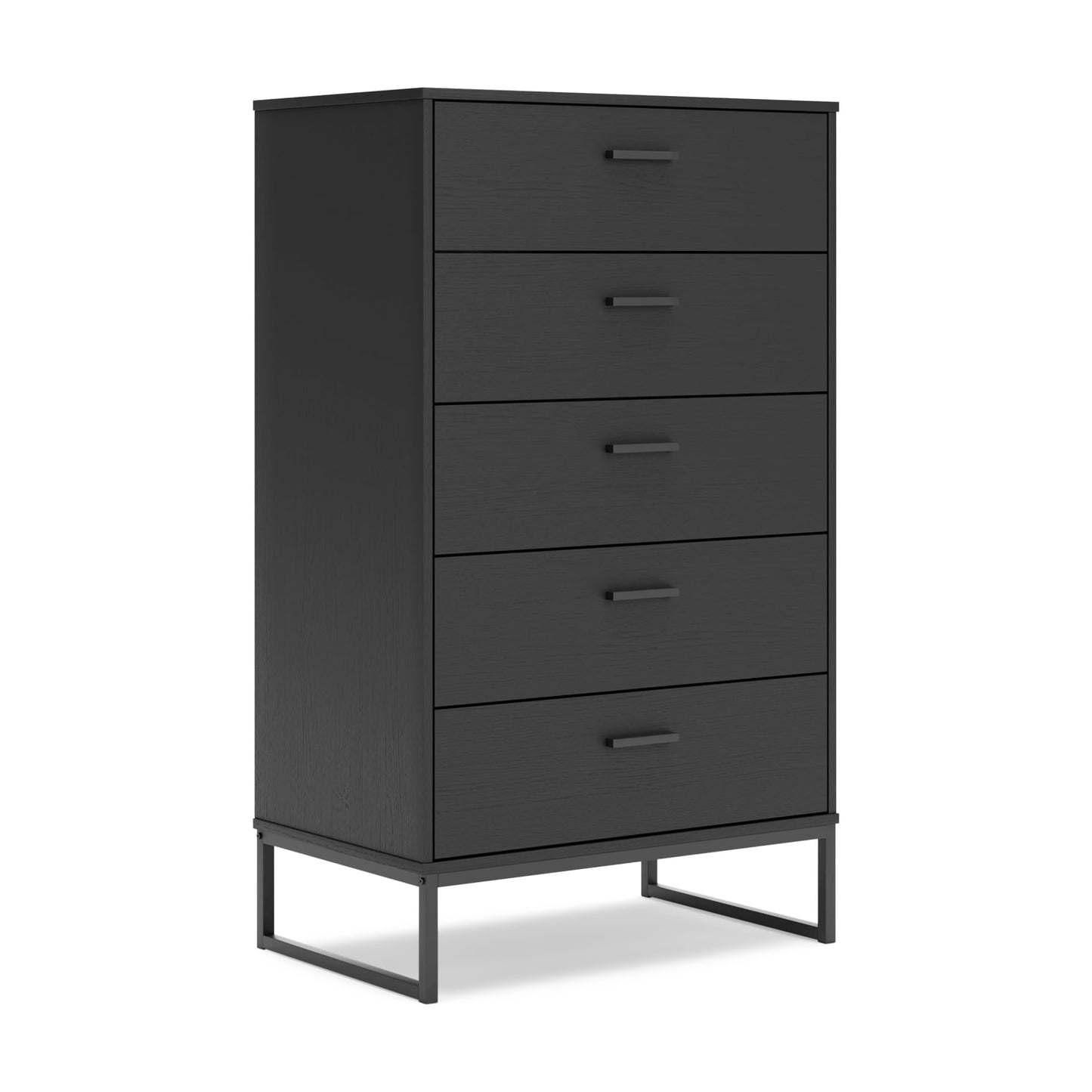 Signature Design by Ashley Socalle Matte Black Finish Chest of Drawers, Modern Tall 5 Drawer Dresser, Engineered Wood (MDF/Particleboard/Plywood) & Decorative Laminate, Bedroom Storage