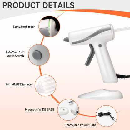 Krightlink Hot Glue Gun Kit with 30 Glue Sticks, Fast Preheating Hot Melt, 20w Precision Nozzle High Temp for School Crafts DIY Arts and Home Repairs (White Glue Gun)