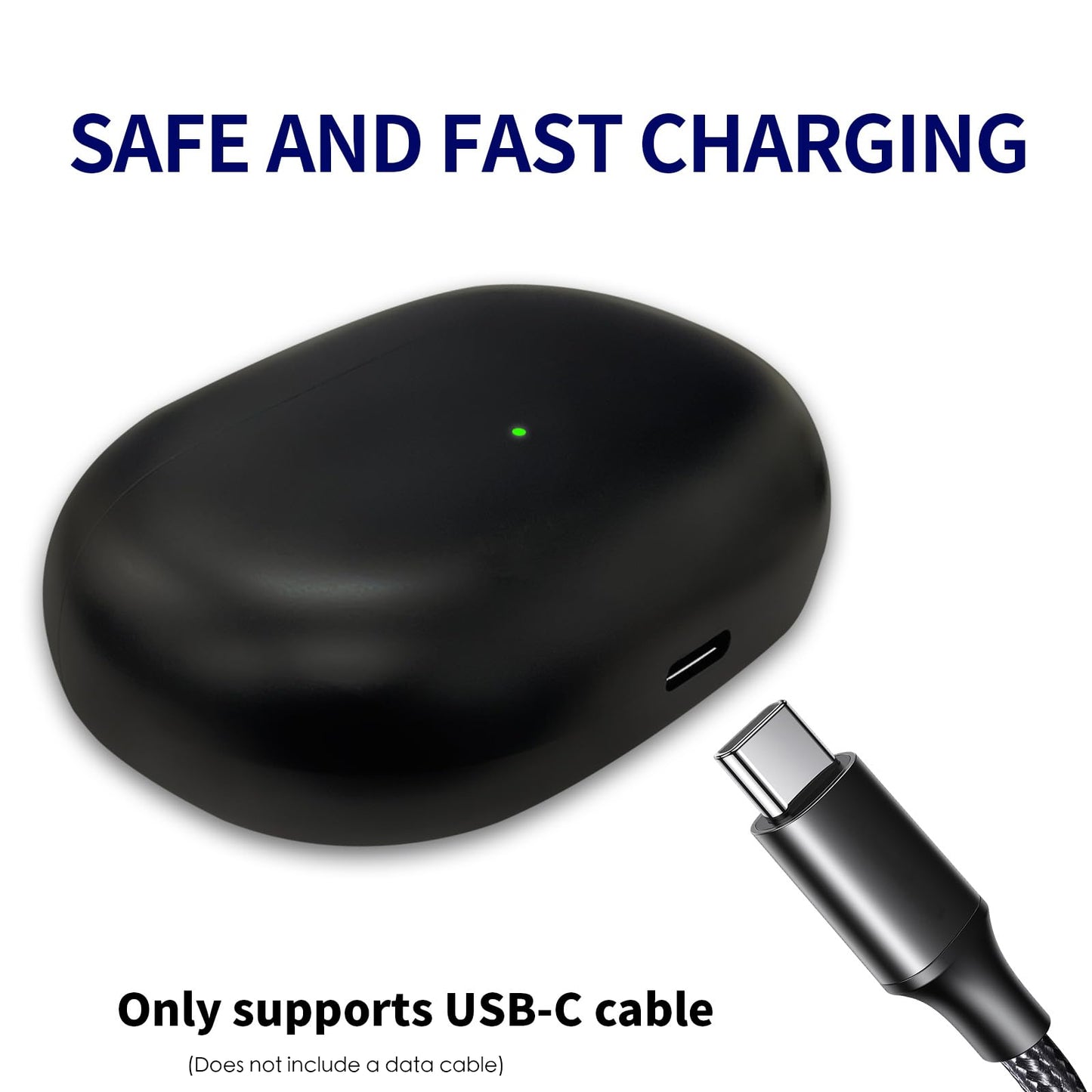 Alimingyan Charging Case Replacement Compatible for Beats Solo Buds, USB-C Charging Port case 660mAh Built-in Battery with Lanyard Hole(Not Include Earphone)