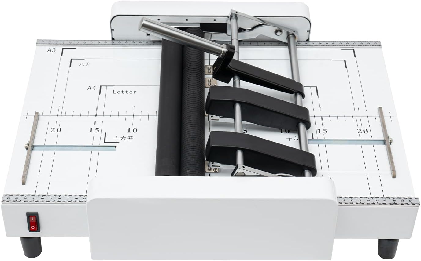 Booklet Maker A3 Paper Folding Binding Machine, MAX 11.7"×16.5" Paper Folder Stapler Machine, 2 in 1 Multifunctional Automatic Book Maker Stapling Machine for Schools Print Stores Offices Factory