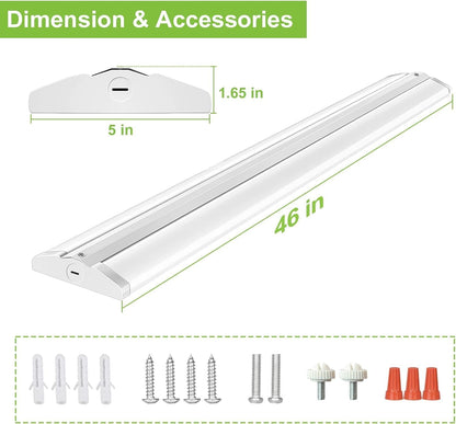 hykolity 4FT LED Wraparound Light with 3 Wattages/3 Lumens/3 CCT Selectable, 55W/65W/75W, 5500lm/6500lm/7500lm, 3000K/4000K/5000K Flush Mount Ceiling Light for Office Kitchen, ETL, 4 Pack