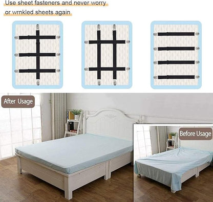 8Pcs Adjustable Bed Sheet Straps Clips, Elastic Mattress Sheet Fasteners Holder