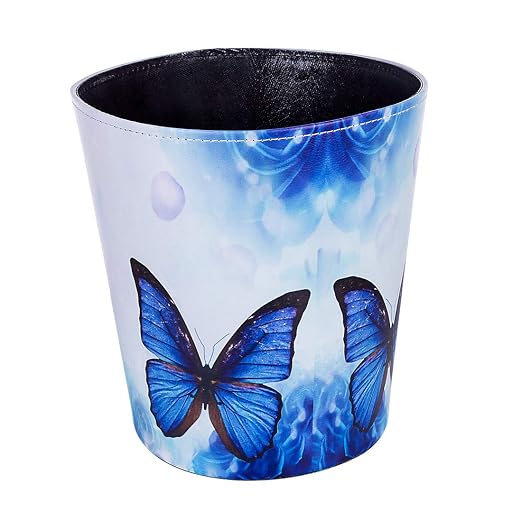 10L/2.64 Gallon PU Leather Trash Can Decorative Waterproof Wastebasket Paper Basket Garbage Bin for Home Office Bathroom