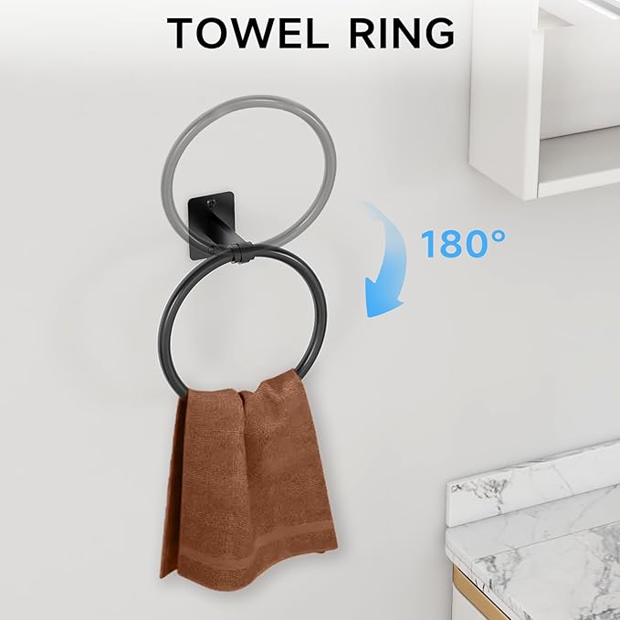 KLJKPA 20 Pieces Bathroom Hardware Set, Black Bathroom Accessories Set, 24 inch Towel Bar, Towel Racks for Bathroom, Robe Towel Hooks, Toilet Paper Holder Wall Mounted
