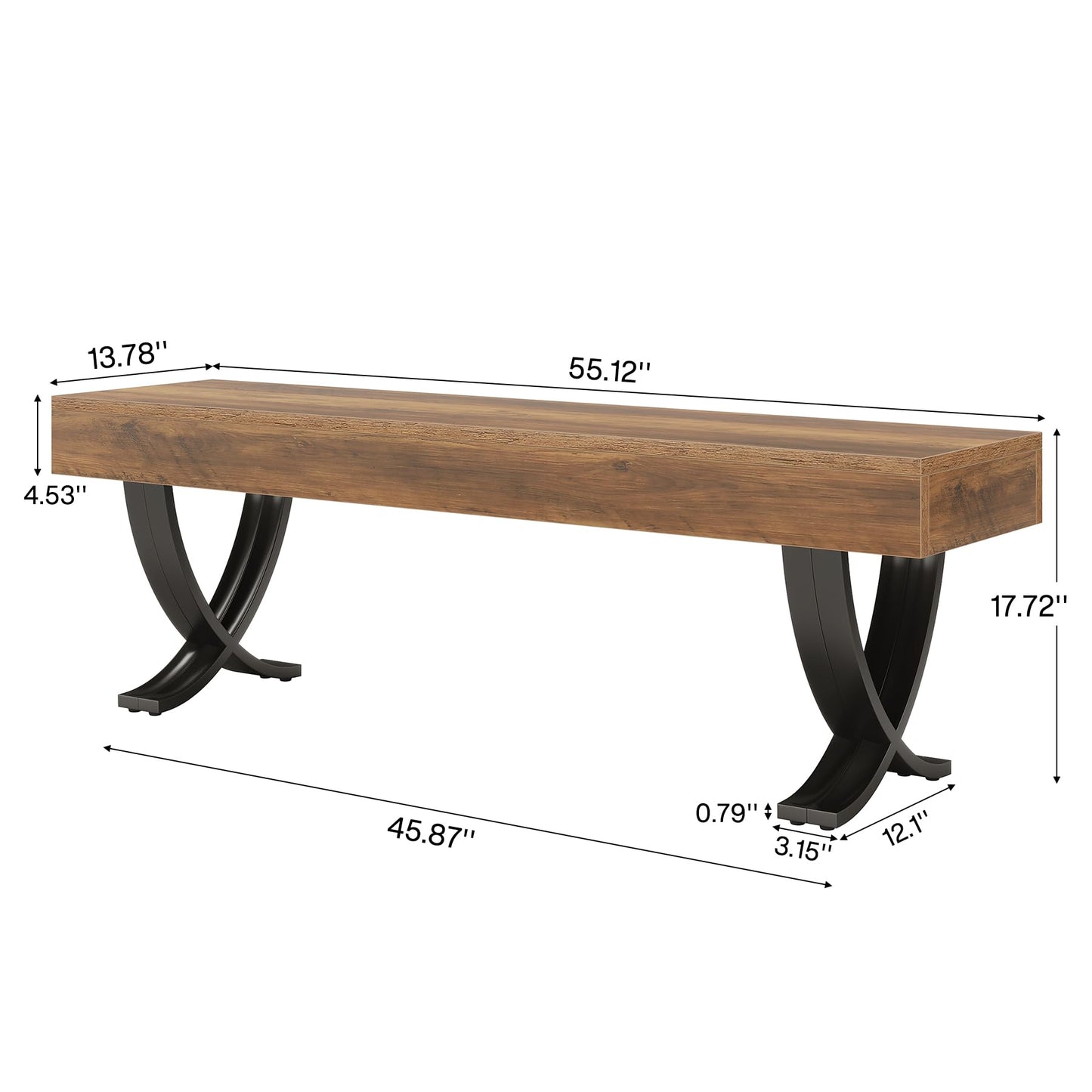 Tribesigns Entryway Shoe Bench, 55-Inch Wooden Shoe Bench with Metal X-Shaped Legs, Industrial Long End of Bed Stool with Seating for Bedroom, Living Room, Hallway, Porch