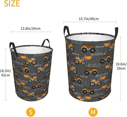 Cute Excavator Engineering Vehicle Laundry Hamper Bag