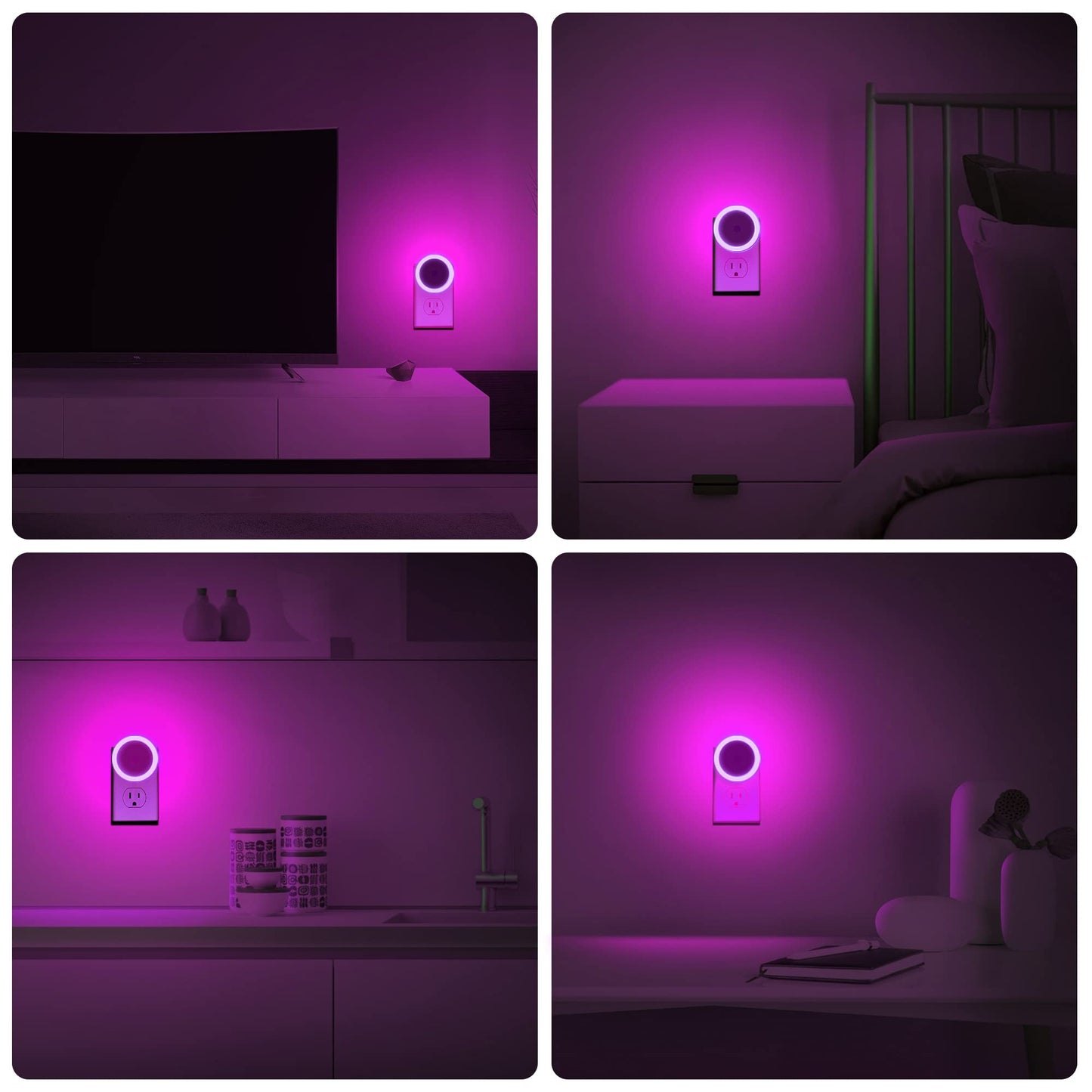 Briignite LED Baby Night Lights Plug into Wall [4Pack], Nightlight with Light Sensors for Kids Room, Bathroom Stair Lights, Hallway Light, Warm White