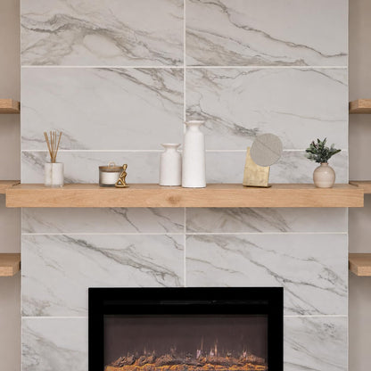 Urbandi Modern Fireplace Mantel, Contemporary, Floating Mantle, Shelf, Hand Crafted, (Aged Oak, 60Lx3Hx8D)