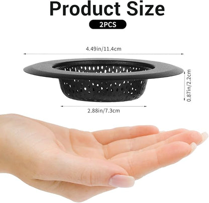 2 PCS Drain Strainer, Sink Strainer, Large Wide Rim 4.5 Inch Diameter