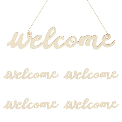 5pcs Wooden Welcome Cutout, Welcome Letters for Wood Sign, for Home Porch Restaurant Bar Decor 14.56 Inch Durable Wall Hanging Ornament