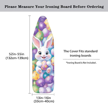 Sprowallow Colorful Egg Rabbit Ironing Board Cover and Pad 15x54 Inch Standard
