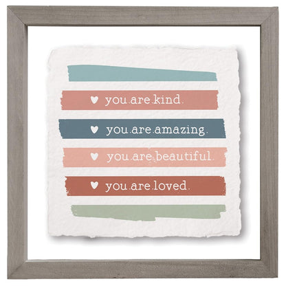 Simply Said, INC Floating Frames Inspirational Art - You Are Kind, You Are Amazing Stripes - 10 x 10 inch Wood Wall Decor - Made in USA - FAS1158