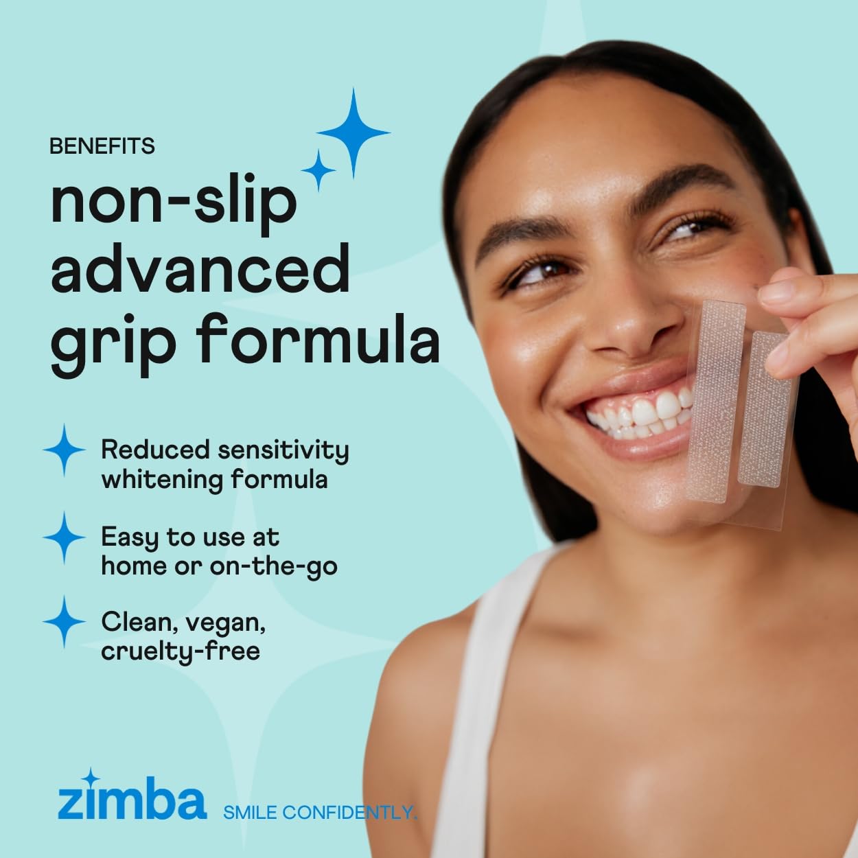 Zimba Teeth Whitening Strips Vegan Whitening Strip Enamel Safe Teeth Whitening Hydrogen Peroxide Teeth Whitener for Coffee, Wine, Tobacco, and Other Stains, 28 Strips (14 Day Treatment), Mint