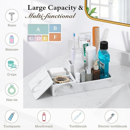 Luxspire Bathroom Counter Organizer, Marble Toothbrush Holder