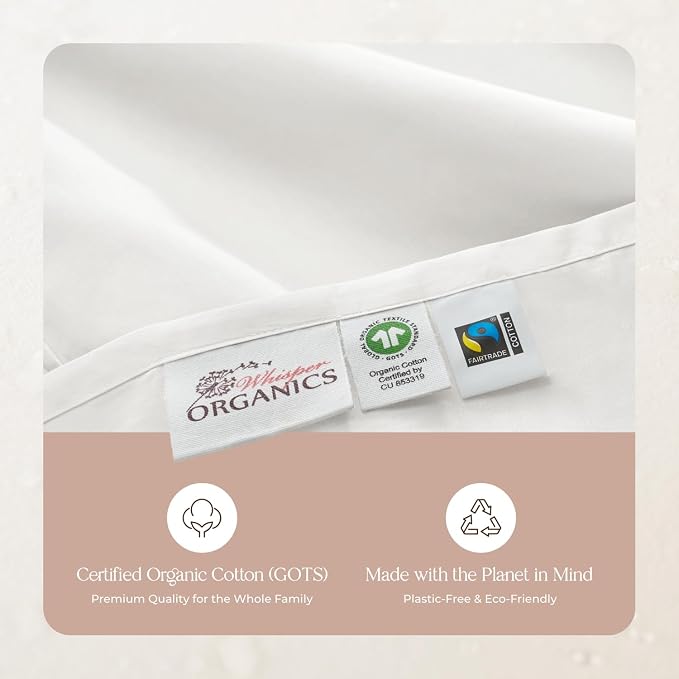100% Organic Cotton Duvet Cover Queen Size - Naturally Soft Lightweight & Cooling Duvet Cover Set with Decorative Shams - Premium GOTS Certified 300 Thread Count Sateen Weave (White, Queen)