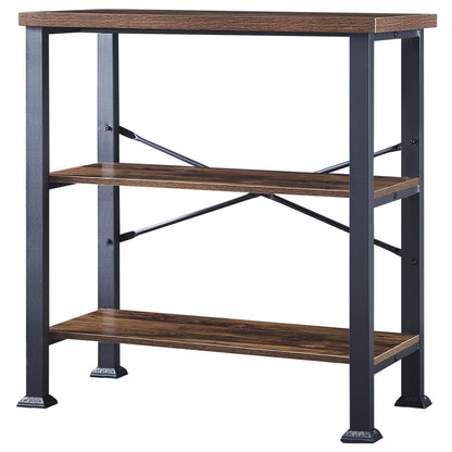 HOMBAZAAR 3 Tier Bookshelf,Rustic Brown Industrial Book Shelf,Engineered Wood and Metal Small Bookcases,Low Shelf Bookcase for Living Room,Office,Bedroom and Kitchen