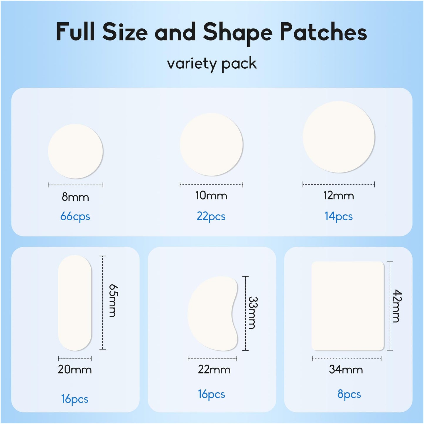 Pimple Patches for Face, 4 Size 300 Counts Acne Patches, Hydrocolloid Patches for Covering Zits and Blemishes, Spot Stickers with Salicylic Acid, Tea Tree Oil & Calendula Oil