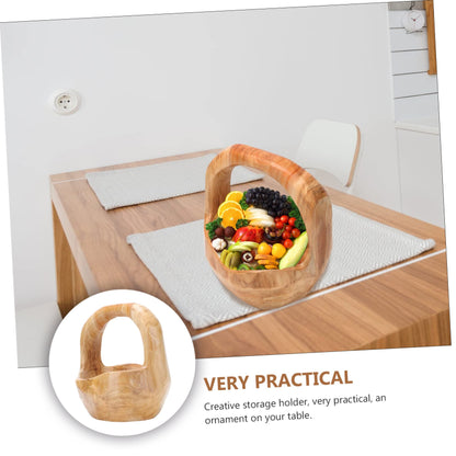 SOLUSTRE Wooden Fruit Basket Kitchen Serving Tray Decorative Bowl Appetizer Tray Creative Root Carving Bowl Snack Plate for Parties Style