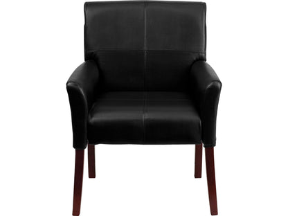 Flash Furniture Taylor LeatherSoft Upholstered Executive Side Reception Chair, Lobby Chair with Cushions and Padded Arms, Black