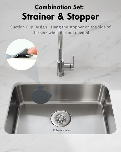 Sink Drain Strainer&Stopper, Anti-Slip Flexible Mesh Sink Strainer