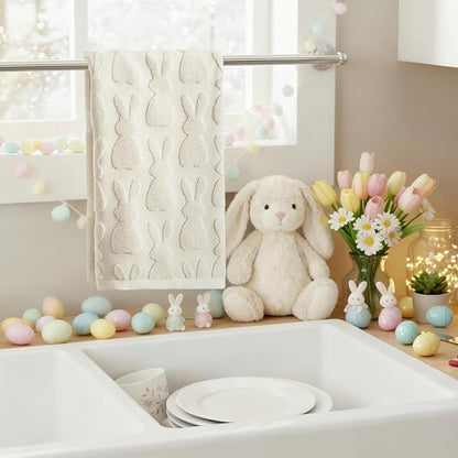 Artoid Mode 1 Pc Beige 3D Rabbit Jacquard Easter Hand Towels
