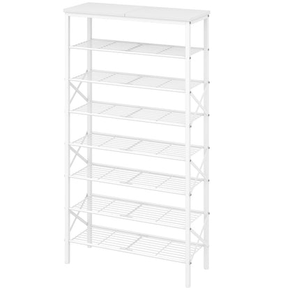 YATINEY 8 Tier Shoe Rack, Shoe Storage Organizer, Large Capacity Shoe Shelf Holds 32 Pairs of Shoes, Sturdy and Stable, for Entryway, Hallway, Closet, Dorm Room, White SS08WW