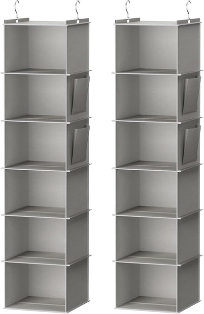 YOUDENOVA Hanging Closet Organizer, 6-Shelf Closet Hanging Storage Shelves
