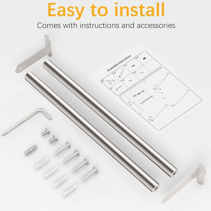 MKO Towel Rod for Bathroom, 16 Inch Heavy Duty Bath Hand Towel Holder Rod, Single Towel Bar Wall Mounted, Brushed Nickel